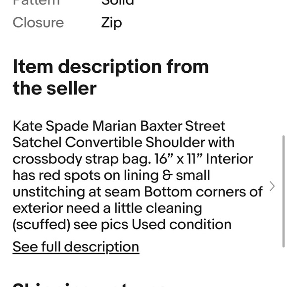 Authentic Kate Spade Baxter St. Marion Satchel/Shoulder bag - Picture 12 of 12